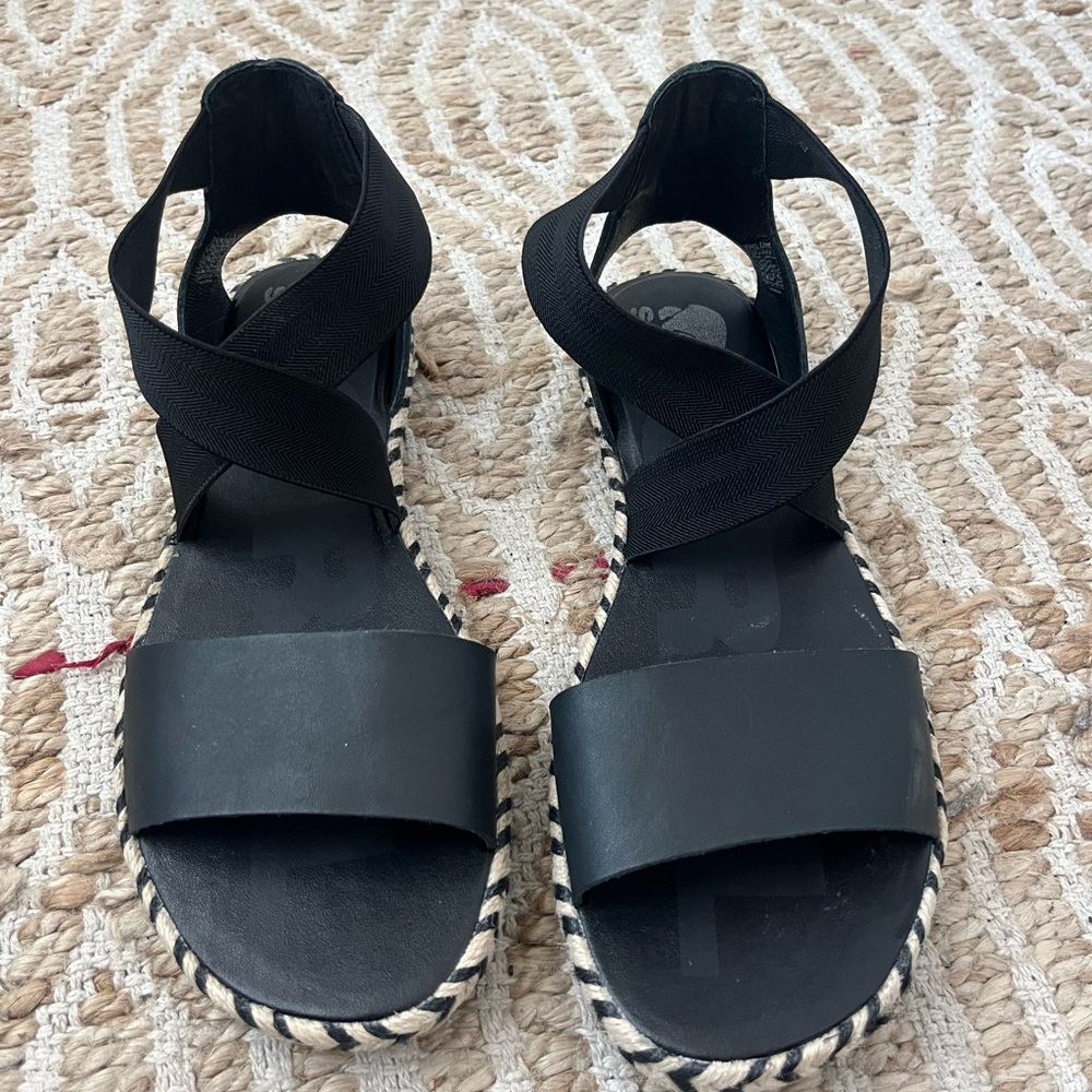 Sorel Ella ll Black Sandals Sz 9 EUC